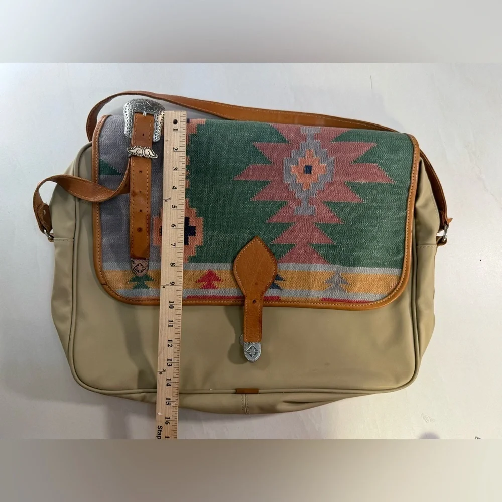 Vintage True‎ West Leather Southwestern Messenger Bag - Picture 9 of 12